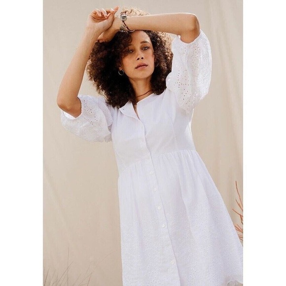 Matilda Jane White Eyelet Button-Front Dress - Picture 4 of 16